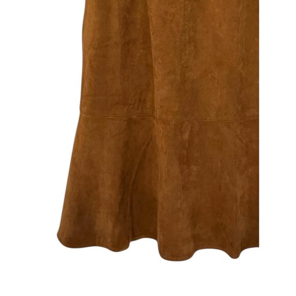 J Crew Carmel Brown Faux-suede drop-waist ruffle Sleeveless mini dress 8 - Picture 8 of 11